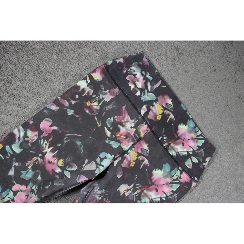 RBX Womens XL Floral Watercolor High Rise Activewear Leggings Black Multi Color